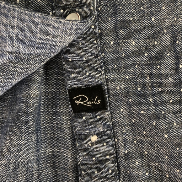 RAILS Chambray Button Front Top w White Polkadots - Picture 2 of 8